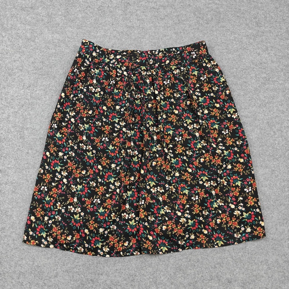 J.Crew Mercantile Skort Womens 6 Black Floral Pleated Chiffon Lined Knee Length